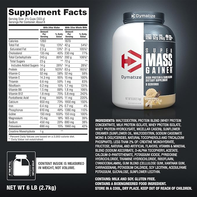 Super Mass Gainer 6 Libras I Dymatize - Imagen 2