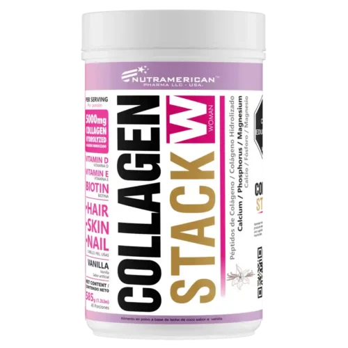 Bote de suplemento Collagen Stack W - Colágeno hidrolizado para mujer de Nutramerican