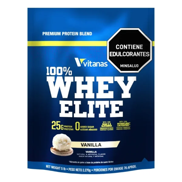 100% Whey Elite 5LB Vitanas Proteína Vainilla