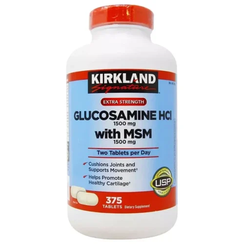 Botella de Kirkland Glucosamina HCI 1500 mg con MSM 375 tabletas