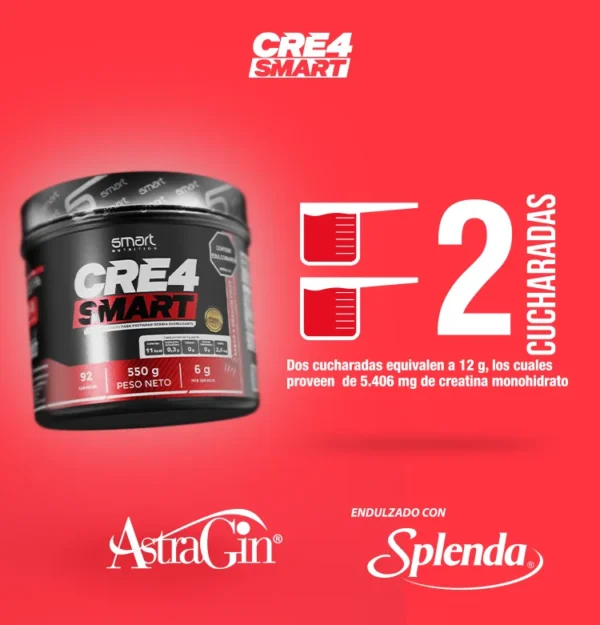 CRE4 Smart 3g 92 Serv- Creatina Monohidrato | Smart Nutrition - Imagen 2