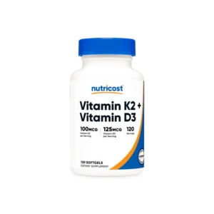 Vitamin K2 100mcg + Vitamin D3 125mcg Nutricost, 120 cápsulas blandas