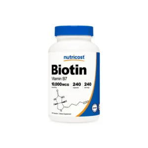 Frasco de Biotin 10,000 mcg 240 cápsulas Nutricost