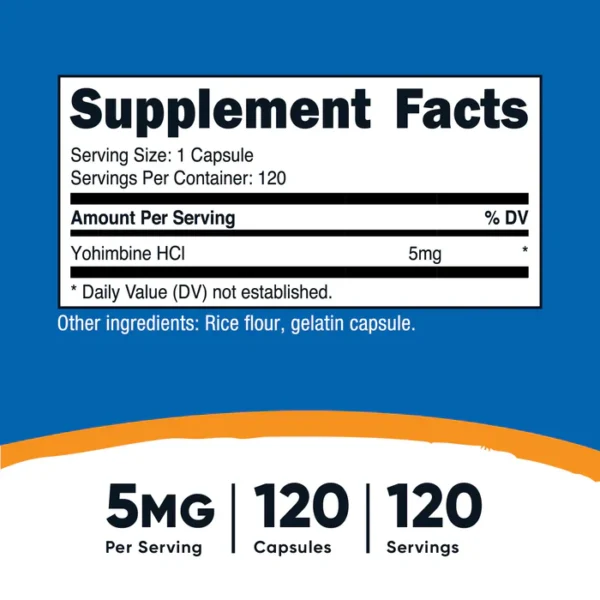 Yohimbina 5mg - 120 Cápsulas | Nutricost - Imagen 2