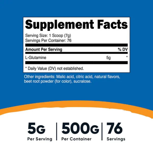 L-Glutamina 500g - 76 Servicios | Nutricost - Imagen 2