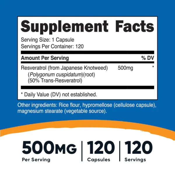 Resveratrol 500mg 120 Cápsulas | Nutricost - Imagen 2