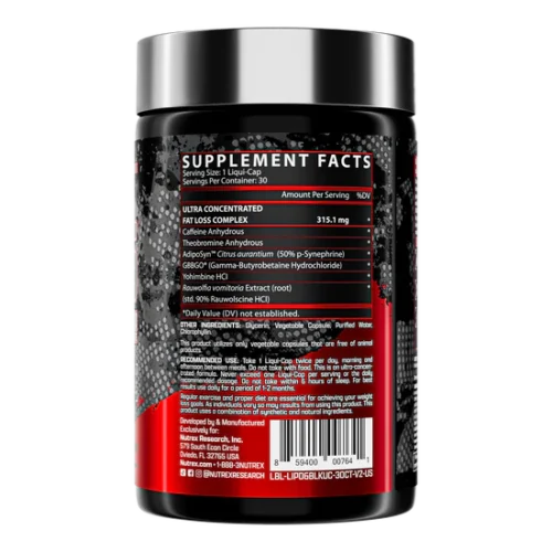 Lipo 6 Black Ultra Concentrate Nutrex - Quemador de Grasa Extremo tabla