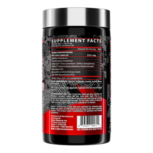 Lipo 6 Black Ultra Concentrate Nutrex - Quemador de Grasa Extremo tabla