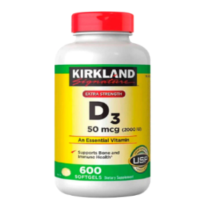 Botella de Kirkland Signature Vitamina D3 50 mcg (2000 IU)