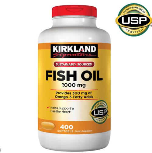 Botella de Kirkland Fish Oil 1000 mg 400 cápsulas Omega-3