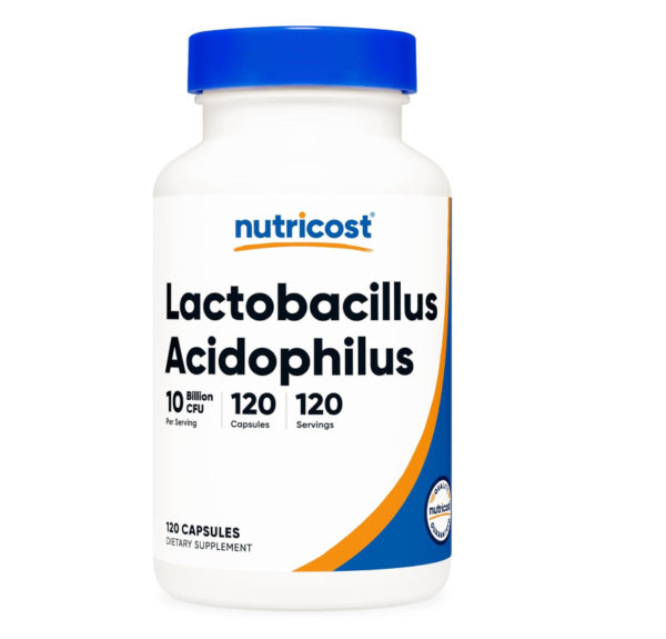 Lactobacillus Acidophilus 10 Billion CFU 120 cápsulas Nutricost, probiótico para la salud digestiva