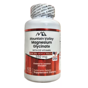 Magnesium Glycinate 550 mg con Vitamina D3 60 cápsulas - Mountain Valley