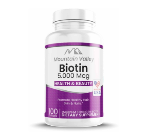 Tabla nutricional de Biotin 5.000 mcg 100 cápsulas - Mountain Valley