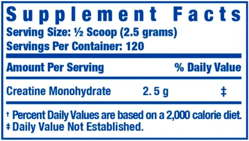 Tabla nutricional Creatine XS Ronnie Coleman 120 Servings