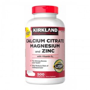 Botella de Kirkland Signature Calcium Citrate Magnesium Zinc con Vitamina D3