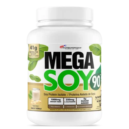 Frasco de Mega Soy 90 Proteína Aislada de Soya 750g Nutramerican