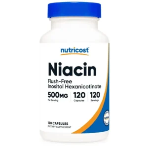 Niacin Flush-Free 500mg 120 cápsulas Nutricost, suplemento de vitamina B3 sin enrojecimiento