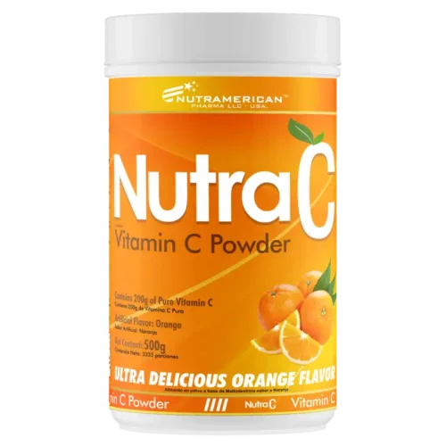 Frasco de Nutra C 500g Vitamina C en Polvo Sabor Naranja Nutramerican