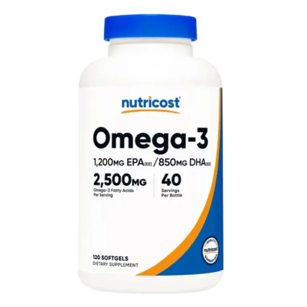 Omega-3 2500mg 120 softgels Nutricost, suplemento de ácidos grasos omega-3 EPA/DHA