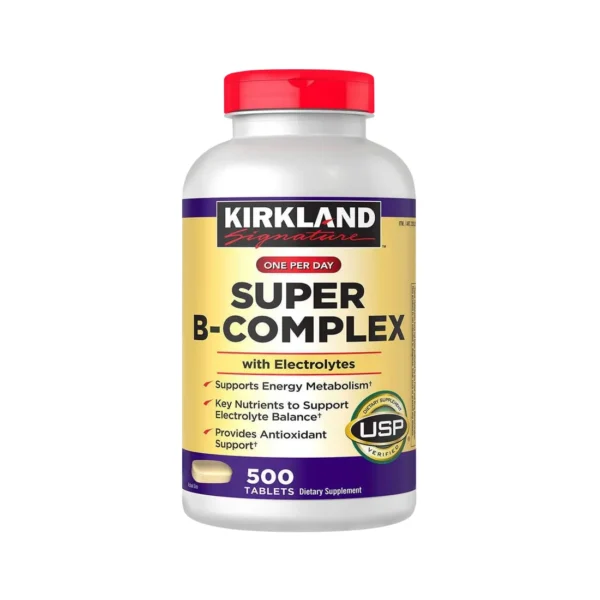 Botella de Kirkland Super B-Complex 500 tabletas con electrolitos