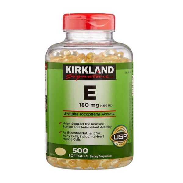 Botella de Kirkland Signature Vitamina E 180 mg (400 IU)