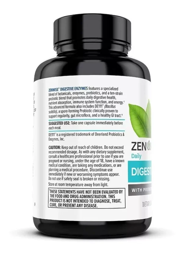 Información nutricional Enzimas Digestivas con Prebióticos y Probióticos Zenwise