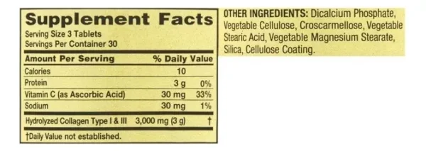 Colágeno Tipo 1 y 3 1000 mg 90 Tabletas con Vitamina C | Spring Valley - Imagen 4