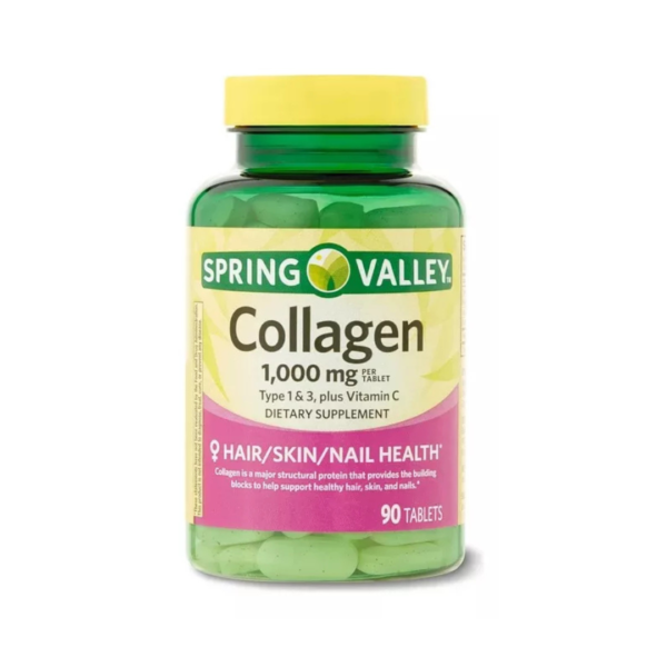 Colágeno Tipo 1 y 3 1000 mg 90 Tabletas con Vitamina C Spring Valley