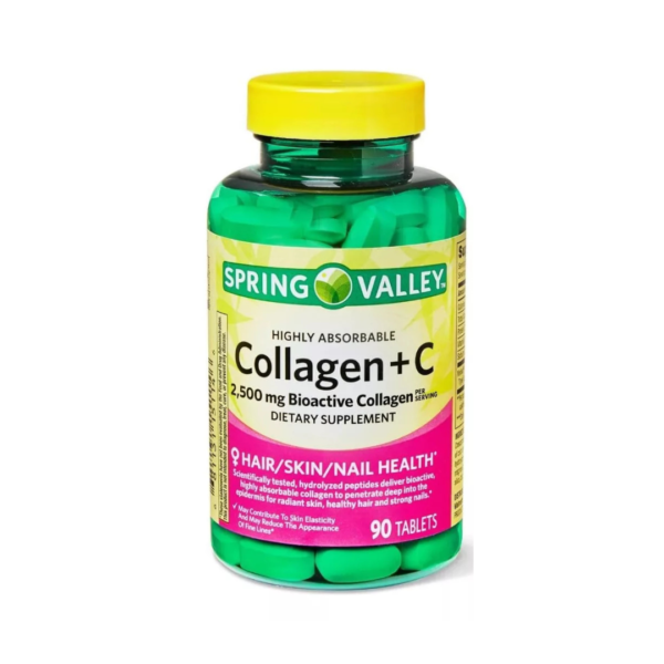 Colágeno + Vitamina C 2500 mg 90 Tabletas | Spring Valley