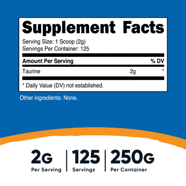 Taurina 125 Serv - Nutricost | Mejora Rendimiento y Recuperación - Imagen 2