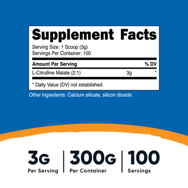L-Citrulina Malato 2:1 - 100 Serv - Nutricost | Máximo Rendimiento y Bombeo - Imagen 2