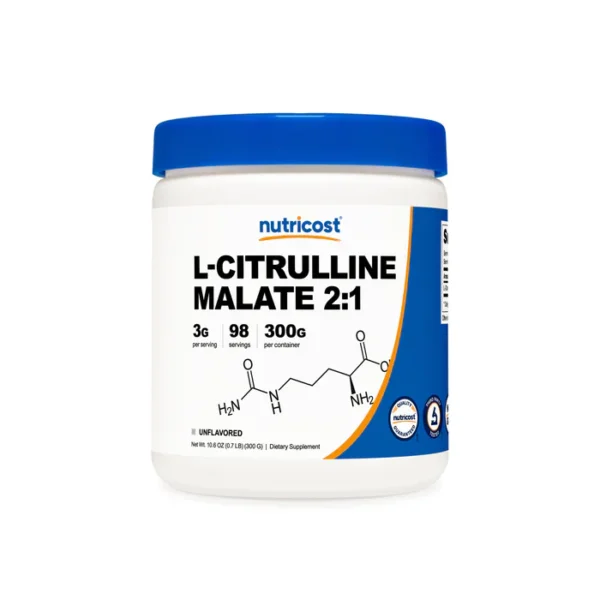 L-Citrulina Malato Nutricost, 3g por porción para rendimiento y bombeo muscular