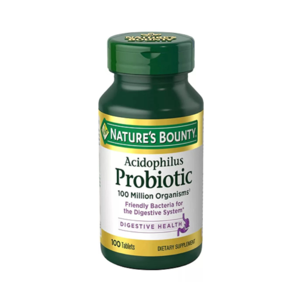 Probiótico Acidophilus de Nature's Bounty con 100 tabletas.