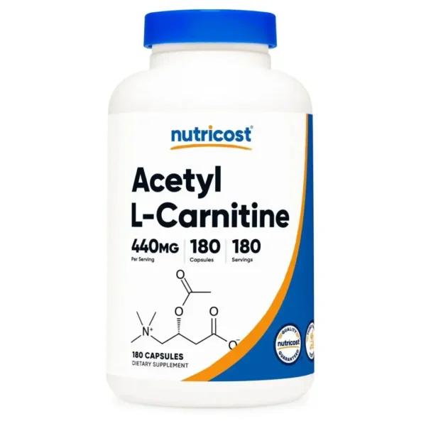 Acetyl L-Carnitine 500mg de Nutricost con 180 cápsulas.