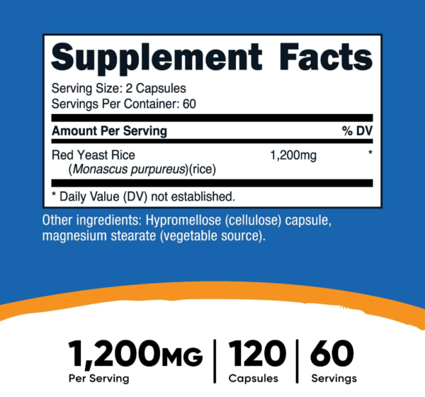 Red Yeast Rice + Coq10 1200mg - 120 Cápsulas | Nutricost - Imagen 2