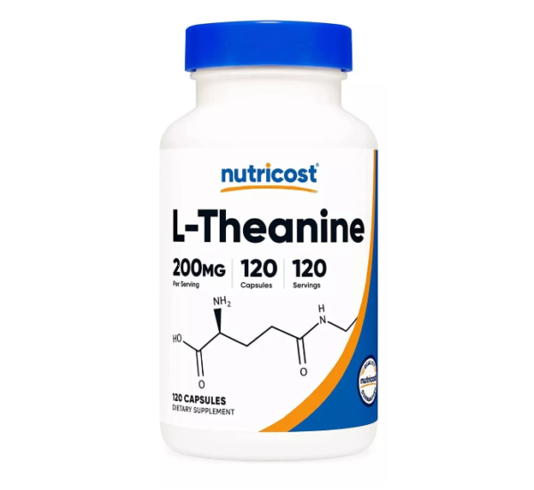 L-Teanina 200mg de Nutricost con 120 cápsulas.