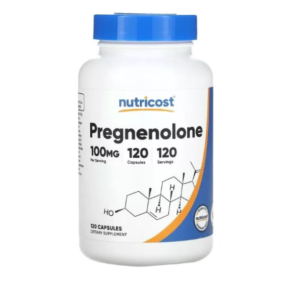 Pregnenolona 100mg de Nutricost con 120 cápsulas.