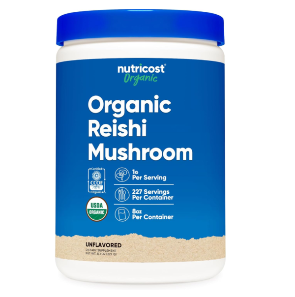 Reishi Mushroom orgánico 1g de Nutricost con 227 porciones.