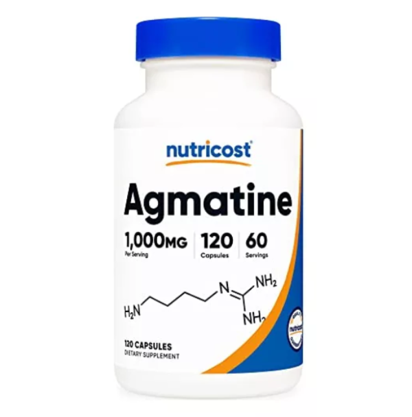 Agmatina Nutricost en cápsulas, 1,000 mg por porción para bombeo y recuperación muscular