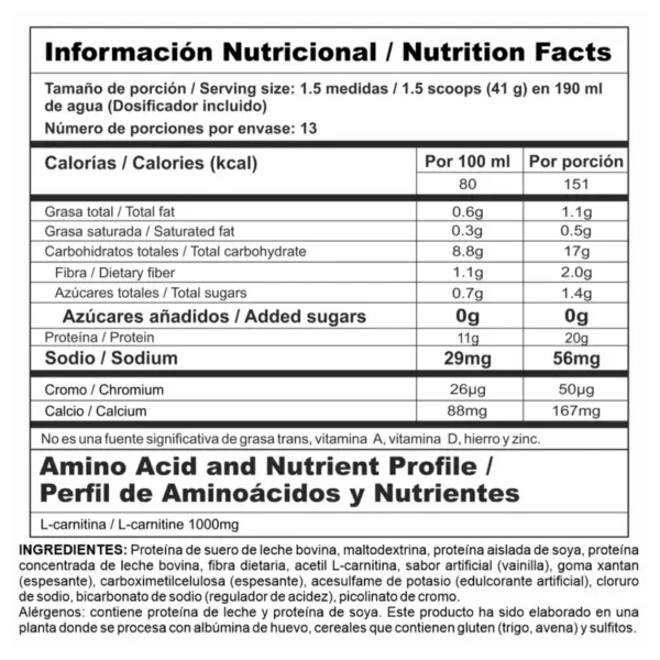 Mega Lite Zero% 13 Servicios I Nutramerican - Imagen 2