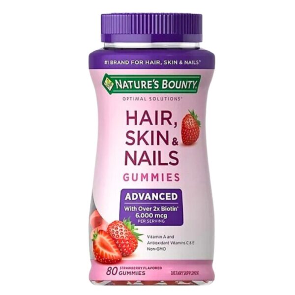 Hair, Skin & Nails Advanced x 80 gomitas (6.000 mcg de biotina) | Nature's Bounty