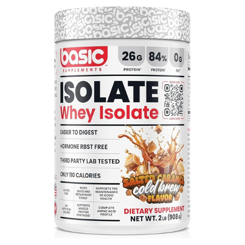 Tarro de Isolate Whey Protein Basic sabor Caramel Cold Brew